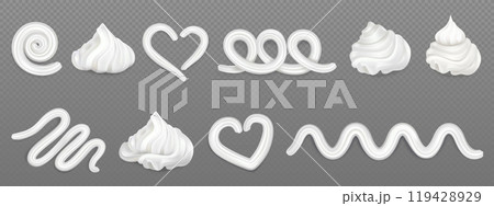 Whipped cream design elements for pastry Whipped cream design elements for pastry 119428929
