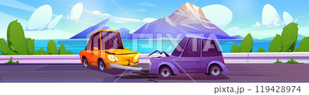 Car crash on mountain lake highway Car crash on mountain lake highway 119428974