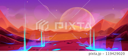 Alien space mars planet game landscape background 119429020