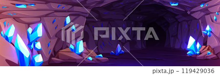 Crystal mine cave with treasure cartoon background Crystal mine cave with treasure cartoon background 119429036