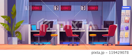 Bank customer service office interior. 119429078
