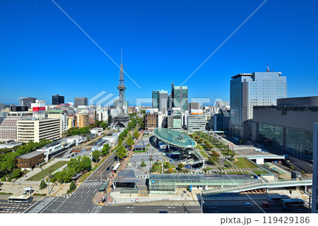 《愛知県》名古屋都市風景　栄の街並み　オアシス21とテレビ塔 119429186