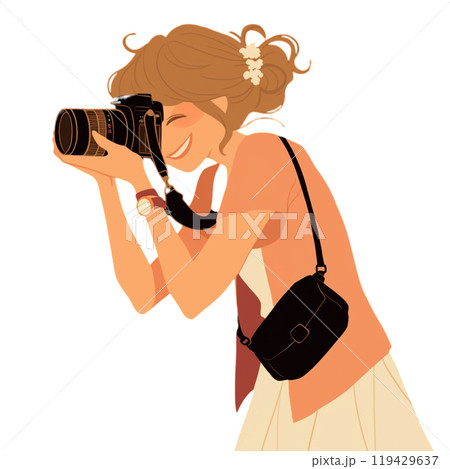 カメラを覗く女性 119429637