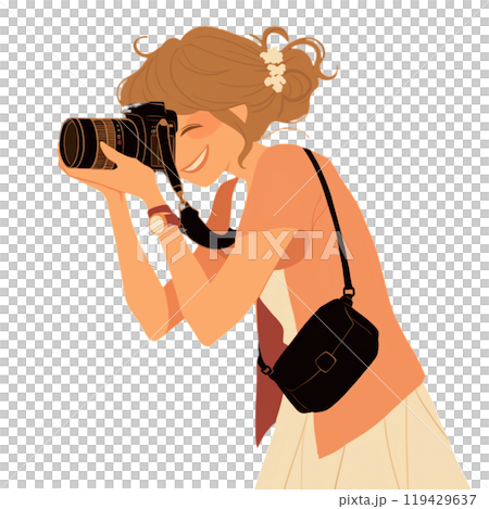カメラを覗く女性 119429637