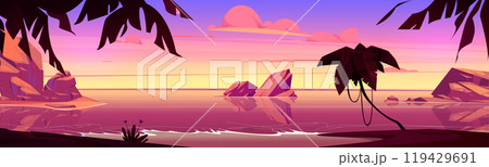 Sunset or sunrise on sea beach Sunset or sunrise on sea beach 119429691