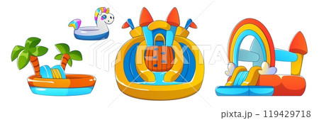 Colorful bouncy slides set 119429718