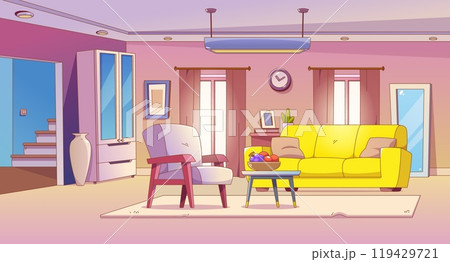 Contemporary living room with couch and armchair Contemporary living room with couch and armchair 119429721