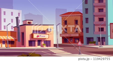 City street intersection - cartoon town landscape 119429755