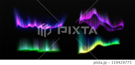 Northern aurora light, night polar borealis vector 119429773