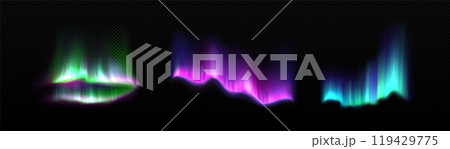 Colorful aurora borealis with neon glowing effect 119429775