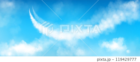 Air speed plane smoke trail with cloud vector line Air speed plane smoke trail with cloud vector line 119429777