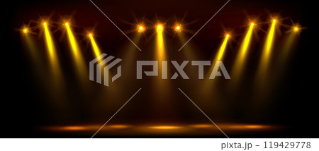 Gold abstract stage with spotlight for party show 119429778