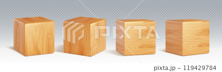 3d wood cube block to play game realistic vector 119429784