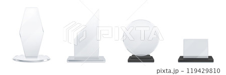3D glass trophies set isolated on white 3D glass trophies set isolated on white 119429810