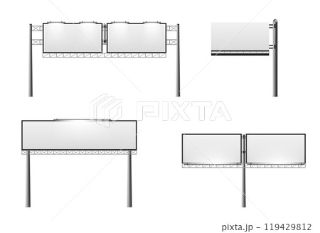 Street billboard mockup with blank banner and lamp 119429812