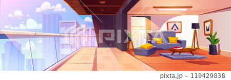 Home balcony and living room interior background 119429838