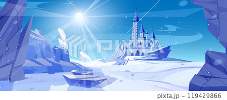 Winter mountain landscape with medieval castle Winter mountain landscape with medieval castle 119429866