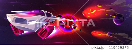 Galaxy background with spaceship and planet vector Galaxy background with spaceship and planet vector 119429876