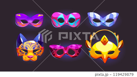 Carnival masks for masquerade or costume party. Carnival masks for masquerade or costume party. 119429879