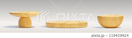 3d isolated wood hemisphere stage or circle podium 119429924