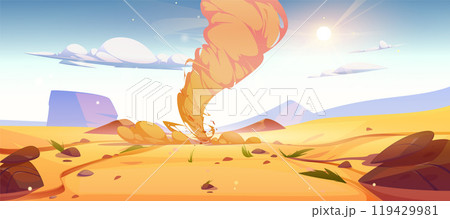 Tornado hurricane twister in desert. 119429981