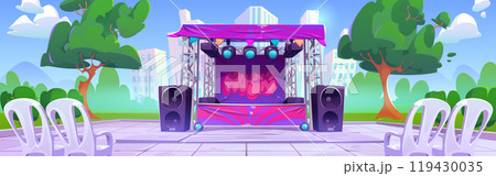 Open air music festival or concert stage in park. Open air music festival or concert stage in park. 119430035