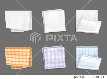 White empty and checkered folded handkerchief. 119430111