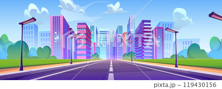 Big city with modern skyscrapers and highway Big city with modern skyscrapers and highway 119430156