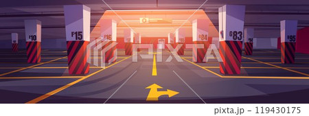Empty underground car parking interior Empty underground car parking interior 119430175