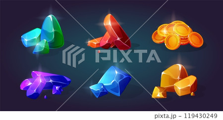 Mining game gemstones and money set 119430249