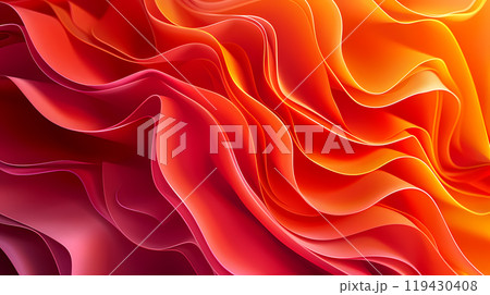 Colorful flowing waves of vibrant orange and red shades. Abstract wallpaper 119430408