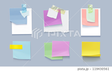 Set of paper notes isolated on backgroundのイラスト素材 [119430561] - PIXTA