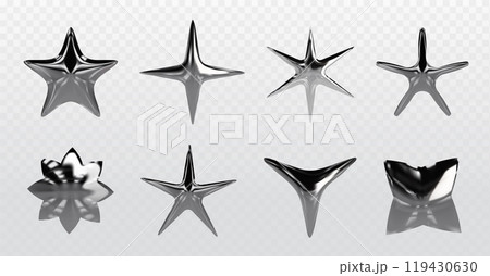 Chrome y2k stars of various shapes 119430630