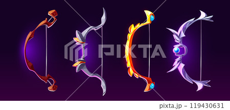 Fantasy bows set isolated on black background 119430631