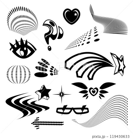Y2k monochrome abstract shape. 119430633