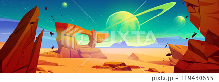 Alien planet landscape with rocky surface 119430655