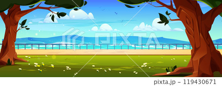 Summer day in park near sea water Summer day in park near sea water 119430671