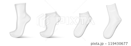 White blank socks of different height 3d mockup. 119430677