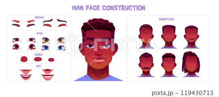 African American male face constructor set 119430713