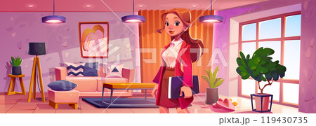 Young businesswoman in modern apartment 119430735