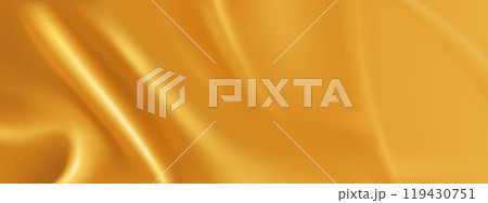 Golden silk material background with liquid ruffle 119430751