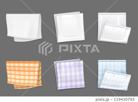 White empty and checkered folded handkerchief. White empty and checkered folded handkerchief. 119430793