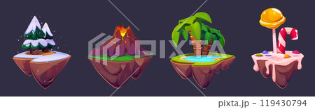 Set of floating islands for game ui 119430794