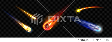 Meteor or comet space trail fire light effect 119430840