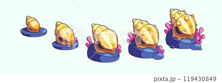 Sea shell and vessels game level rank ui design 119430849