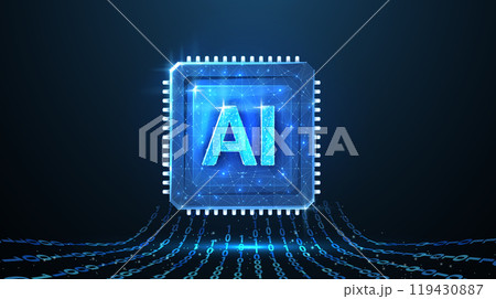 AI letters on chip. AI technology, robot core, electric line 119430887