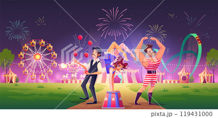 Circus or carnival artists in amusement park Circus or carnival artists in amusement park 119431000