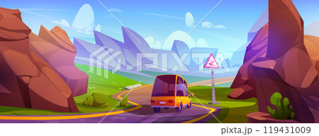Car driving mountain road 119431009