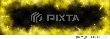 Yellow lightning frame with smoke glow effect 119431027