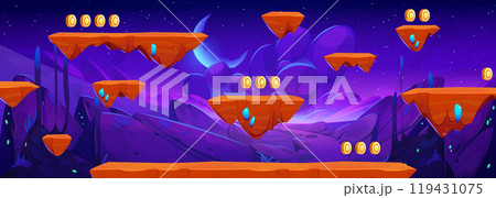 Space adventure game map with floating platforms 119431075